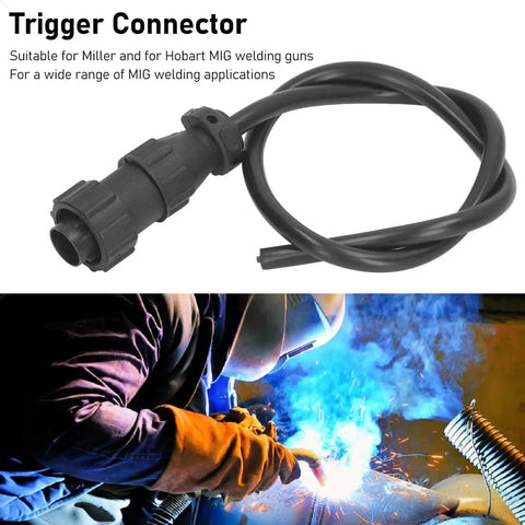 MIG Welding Trigger Connector 4 Pin Plug With Wire For Spool Gun Interface on white background.