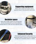 No Sweat Wall Mount Cable Sorting Shelf For Home Networking Gear organizing equipment in media center with cables tidy.