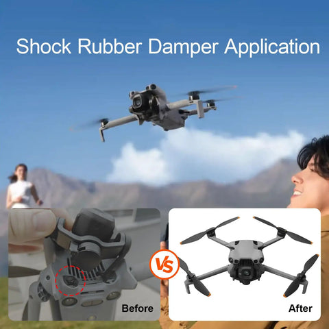 Replacement Gimbal Shock Rubber Damper For DJI Mini 5 Pro Gimbal Camera application before and after installation
