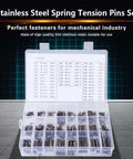Stainless Steel Spring Tension Pins Set 280 Pcs M1.5 To M8 304 Material Elastic Cylinder Pins Heavy Duty Mechanical Fasteners in box