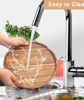 12 Inch Round Acacia Wood Serving Tray Super Sturdy Natural Kitchen Counter Dish Holder Lazy Susan being rinsed under water.