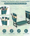 Heavy Duty Foldable Garden Kneeler And Seat With Soft Foam Pad Converts From Kneeler To Bench Includes Two Tool Storage Bags
