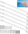 Heavy Duty Six Piece 12 Inch Wire Shelf Brackets With Rust Proof White Epoxy Coating Include Handy Shelf Clips And Mounting Hardware For Zero Hassle Garage Or Closet Rack Setups Every Single Day with brackets and hardware.