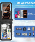 IPX8 Waterproof Phone Pouch Dual Pack 8.3 Inch Case with Lanyard fitting iPhone 17 16 15 Pro Max, storage for essentials
