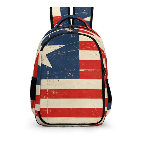 Antique Distressed Star Stripe Flag Printed Unisex Backpack With Large Capacity Durable Polyester Build