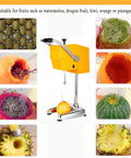 High Speed Electric Citrus Juicer For Commercial Grade Orange And Pineapple Juice Press with various fruit juice options shown.