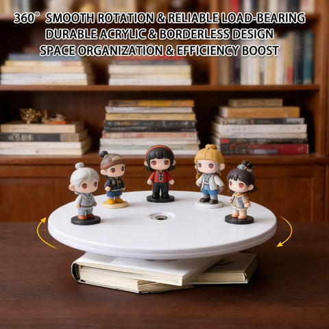 9 Inch White Acrylic Lazy Susan Turntable With Ball Bearing Rotation Holds Up To 55 Lb Spices, Cake Stand, Paints And Decor Organizer For Tabletop Use At Home