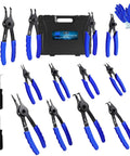 14 Piece Snap Ring Pliers Set With Internal And External Retaining Rings Pliers Including 45 Degree And 90 Degree Bent And Straight Tips Plus Hook And Pick Tools Heavy Duty Removal Kit With Storage Case And Gloves displayed.