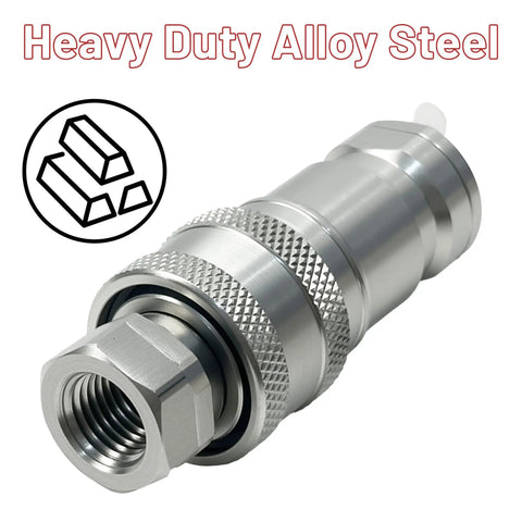 No Nonsense Direct Replacement 7J612-66323 And K2581-66220 Hydraulic Quick Coupler Set With Dust Caps alloy steel close-up