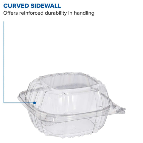 Clear Hinged Plastic Food Containers With Tight Seal Lids Leak Proof Takeout Trays Bulk Restaurant Packs 6 By 5 Point 8 Inches Case Of 500 Fresh Stacking Design For Snazzy Meals And Zero Mess Guaranteed