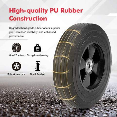 Two Pack Nine Point Three Inch Replacement Rolling Wheels For Tool Boxes And Trailers Dense Polyurethane Tires Provide Dead Smooth Maneuverability And Seriously Tough Roll Performance