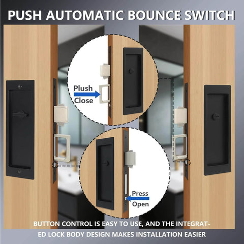 Zero Profile Pocket Door Lock Privacy Hardware With Flush Mount Pull Handle No Fuss Heavy Duty Pocket Door Latch installation