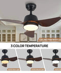 Ultra Quiet DC Motor Ceiling Fan With LED Light For Indoor Outdoor Use, 35 Inch Waterproof IP44 featuring 3 color temperatures