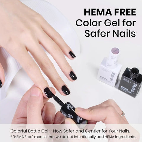Applying Two-Color Black White Gel Nail Polish Kit HEMA-Free Soak Off UV Gel Set on nails for long-lasting finish.