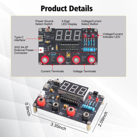 Hands On DIY Digital Voltmeter And Ammeter Soldering Practice Kit With LED Display For Beginners Teens And Adults diagram