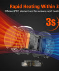 Diagram showing the internal components of a Compact PTC Ceramic Space Heater Portable Electric Desk Heater For Home Office Bedroom Fast Heat In Just 3 Seconds Your Go To Desk Heater Lightweight Safety Auto Shutoff Under Desk Friendly Light Brown, with emphasis on rapid 3-second heating feature.