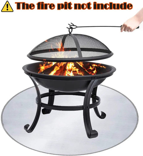 Round Fire Pit Mat for Deck and Patio, Heat Reflective 3 Layer Grill Pad, 36 Inch Waterproof Floor Protector under metal fire pit.