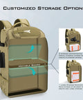 Fishing Tackle Backpack With Rod Holder And Four Tackle Boxes, 40/26L Capacity, showcasing customizable internal storage.