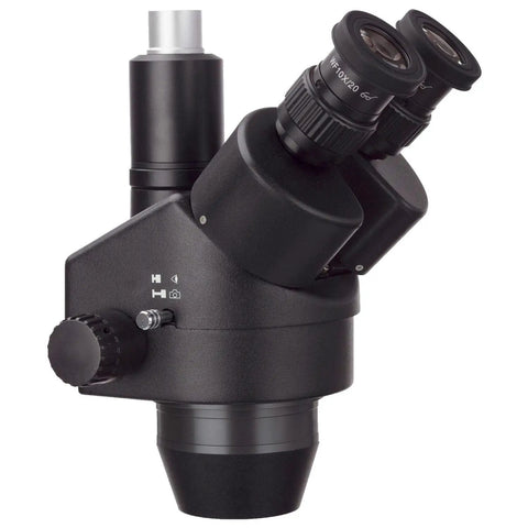 Black 7X To 45X Trinocular Zoom Stereo Microscope Head With Dope Continuous Zoom And Ultra Widefield Optics For Crystal Clear Stereo Images Ideal For Lab Work Classroom Lessons And Home Hobby Microscopy, side view