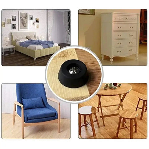 Black Rubber Furniture Pads For Chairs And Tables No Slip Floor Protectors illustration with living room furniture and leg caps