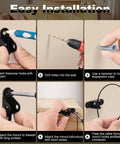 Installation steps for 10 Pack Furniture Anchors For Baby Proofing Anti Tip Wall Straps with visuals of drilling and attaching anchors.