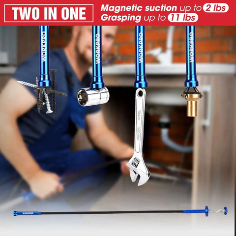 Four Piece Telescoping Magnetic Pick Up Tool Kit With Flexible Grabber for reaching under cars