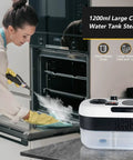 7 In 1 Handheld Steam Cleaner With 2500W High Pressure For Deep Cleaning Grease And Grime On Kitchen Bathroom Hardwood Floors And Upholstery Heavy Duty Steam Jet That Cleans Like Crazy in action cleaning an oven.