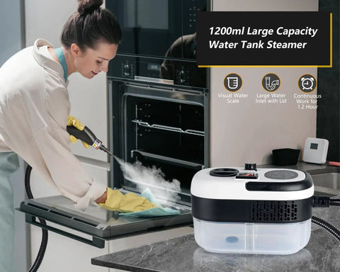 7 In 1 Handheld Steam Cleaner With 2500W High Pressure For Deep Cleaning Grease And Grime On Kitchen Bathroom Hardwood Floors And Upholstery Heavy Duty Steam Jet That Cleans Like Crazy in action cleaning an oven.