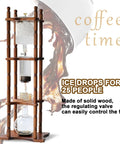 Dope Slow Drip Cold Brew Coffee Tower With Adjustable Dripper And Spacious 3000Ml Glass Jug Built For Big Batch with wooden stand.