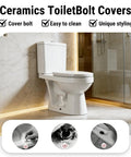 Premium Ceramic Toilet Bolt Covers With A Super Cute Cat Design To Crush Rust And Dampness While Keeping Your Bathroom Hardware Vibing Immaculately All Season Long, featuring easy-to-clean white ceramic with cat design.