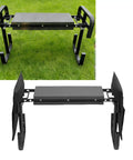 Garden Kneeler And Seat With Adjustable Height, Portable Foldable Garden Stool Bench With Two Large Tool Bags, Black