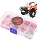 Premium Aluminum CNC Machined RC Screw Washer Kit With Flat Cup Head Washers And Nuts in red storage box for RC cars