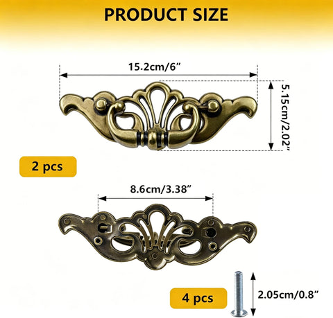 Antique Brass Bail Drawer Pulls Set, 6 Pack, Vintage Zinc Alloy Cabinet Handles With Screws, 6 Inch Total Length, 3.38 Inch Center