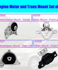 Built Tough Engine And Transmission Mount Set Of Four For 2001 To 2007 Chrysler Town And Country Dodge Caravan And Grand Caravan With 3.3L And 3.8L V6 Engines, featuring four individual mounts labeled A2925, A2926, A2927, A2928.