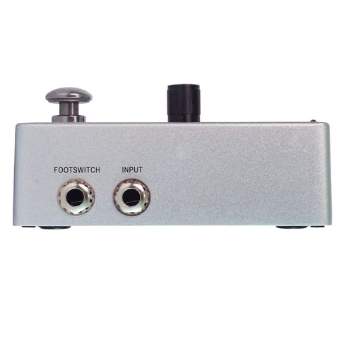 Side view of the hands free drum machine guitar pedal that lets you build beats on the fly while you play add fills transitions