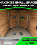 Interior of a trailer with E Track Tie Down Rail Kit 4 Pack 16 Inch Rails With 12 Ft Ratchet Straps O Rings Tie Offs for space optimization.