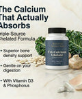Calcium Supplement With Vitamin D3 500 Mg For Bone Density Boost High Absorption Multi Source Tri Calcium Chelate Skeletal Strength Heart Nerve Muscle Function 180 Capsules bottle with kale and ingredients.