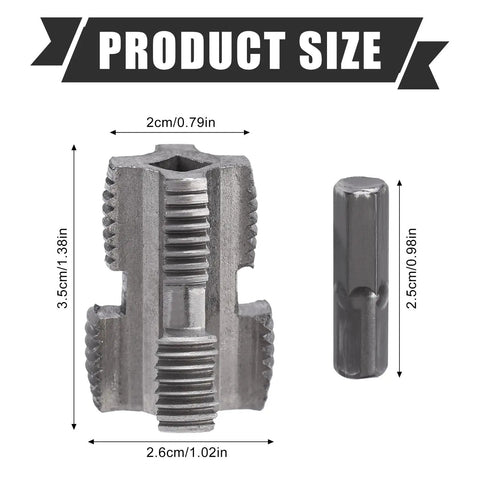 Heavy Duty PVC Pipe Threader Kit With Electric Drill Adapter size comparison of carbon steel molds for plastic water pipes.