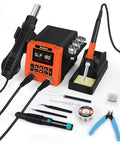 2-In-1 Soldering Station And Hot Air Rework Kit With Dual Channel Control, Pro Grade, 302F To 932F Temperature Range, accessories shown