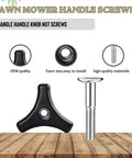 Universal Lawn Mower Handle Screws And Knobs Kit with triangle fasteners shown on wooden surface.