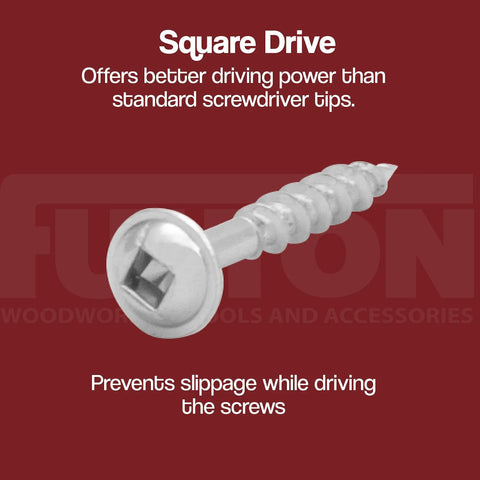 Washer Head Pocket Hole Screws Zinc Coated Number Eight By One And A Quarter Inch Self Tapping Wood Screws with square drive