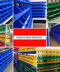Top Shelf Stackable Storage Bins And Tool Organizer For Garage Or Shop Hardware Parts Tote Red Eighty Piece Set Beast Mode Polypropylene Crates in various colors.