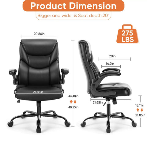 Front and side view of Ergonomic High Back Gaming Chair With Smooth Wheels For Long Hours Heavy Duty Desk Office Chair