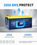 200A BMS feature of 48V 100Ah LiFePO4 Golf Cart Battery Kit With 18A Smart Charger And LCD Monitor 200A BMS 10KW Output 1000A Peak IP65