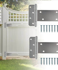 6 Inch Heavy Duty Door Hinges Set With 280 Lbs Capacity, 4 Pack Gate Hinges Including Screws shown on a white wooden gate