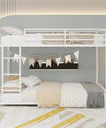 Metal Twin Over Twin Bunk Bed With Noise Reduction Durable Steel Frame Rust Resistant White Finish Safe Guard Rails Split Into Two Beds