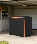 Custom Fit Waterproof Cover For SuperHandy Tugger Mobility Scooter GUO133-FBA keeps rain dust and grime away, black with orange trim.