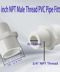 Ten Pack Three Quarter Inch NPT Male Thread PVC Pipe Fitting Adapter Connector For Sch 40 PVC Pipe Plumbing Water Line Socket
