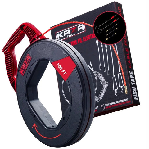 Heavy Duty Polyester Fish Tape And Wire Puller For Electrical Conduit Runs Built Tough With Snag Free Traction, 100 ft length.