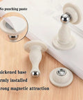Heavy Duty Magnetic Door Stopper 2 Pack With Peel And Stick Adhesive Silicone Wall Protector No Drill Floor Catch For Renters And Home Office White Pro Move Design with thickened base and strong magnet.